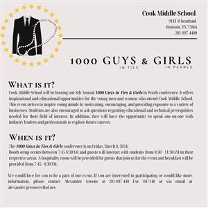 1000 Guys in Ties and Girls in Pearls is an event at Cook Middle School that showcases different career for student to learn.